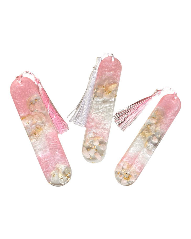 Pink and Gold Resin Bookmark with Crystals – Personalised handmade Gifts - bookmark - VJ Designs