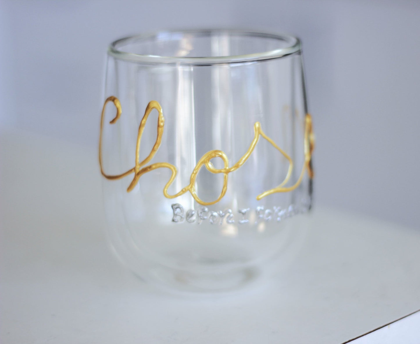 Chosen personalised hand-painted double wall glass mugs - VJ Designs
