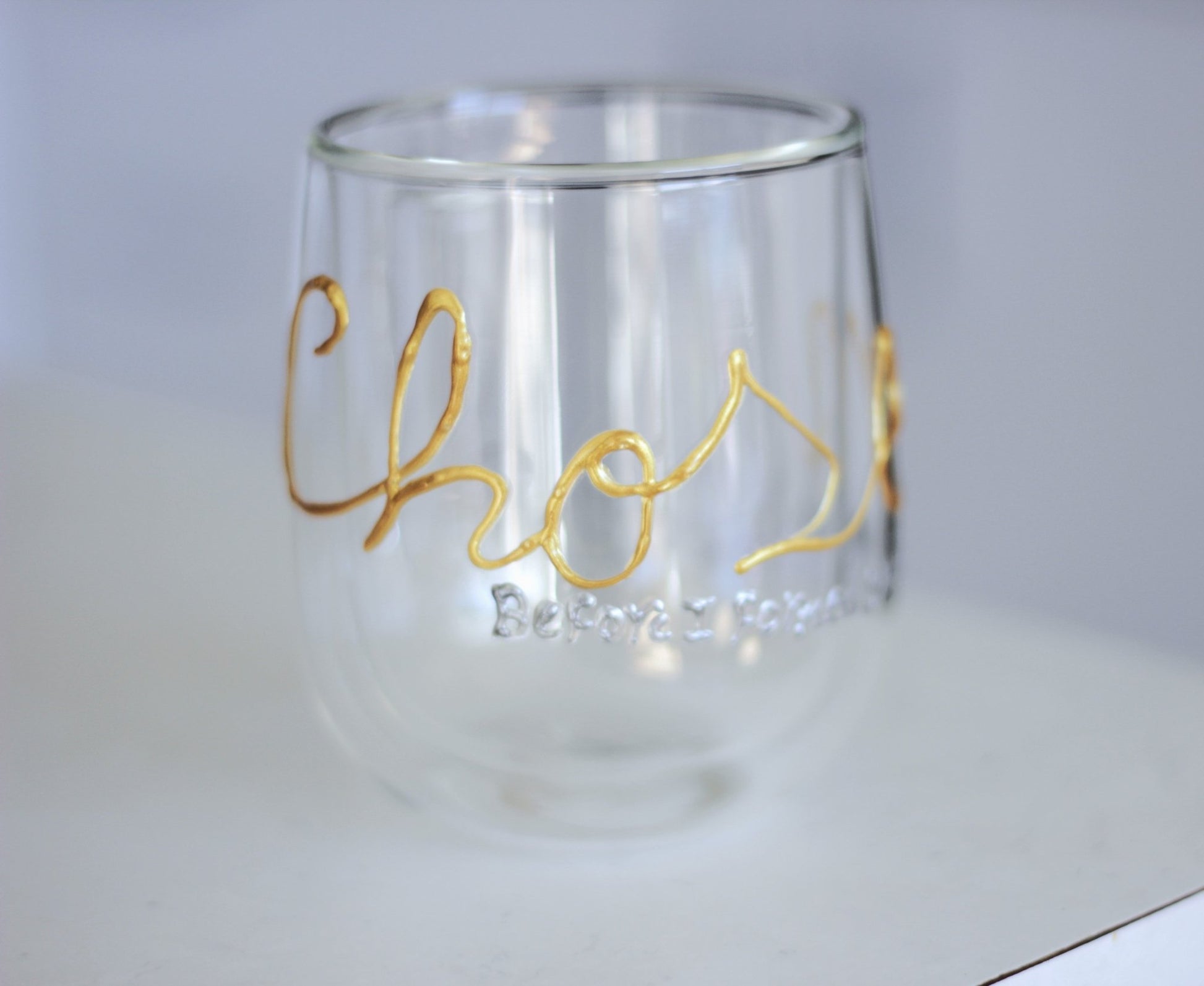 Chosen personalised hand-painted double wall glass mugs - VJ Designs