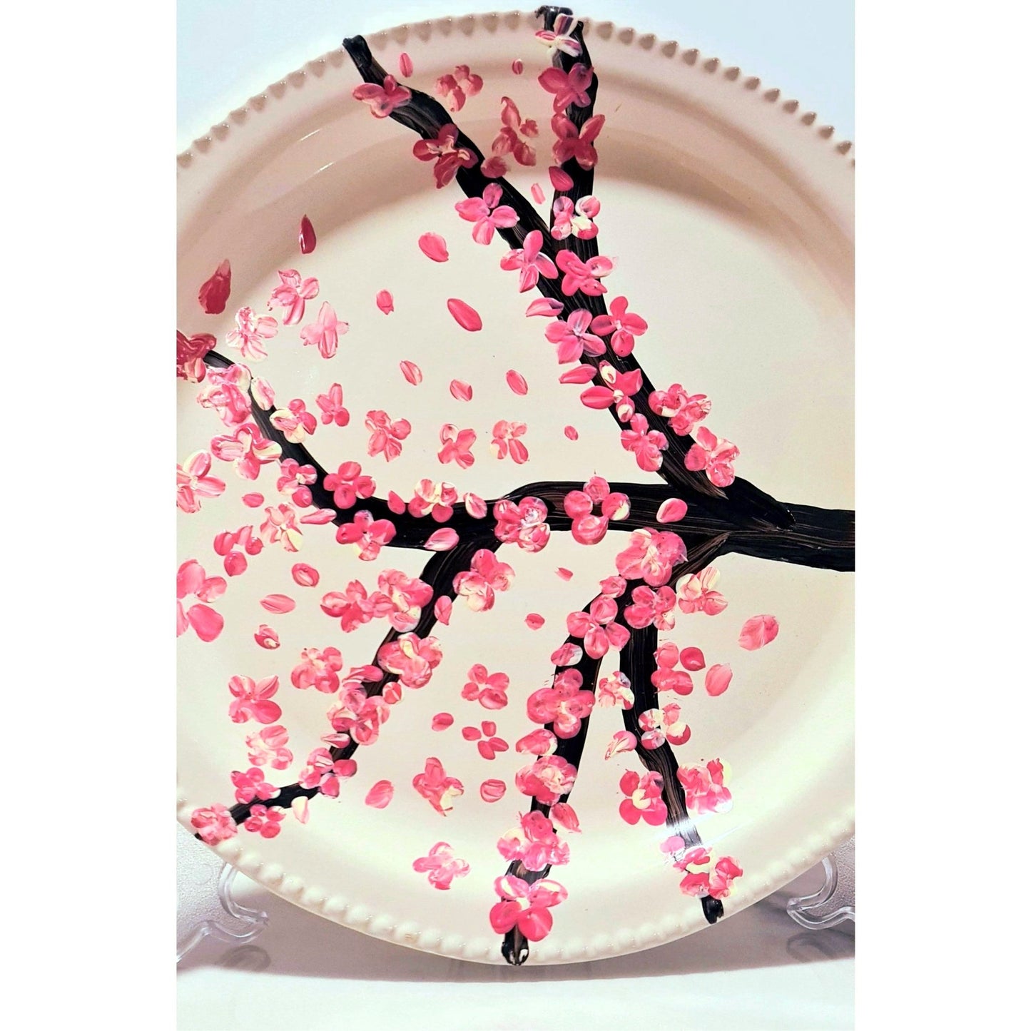 Personalised hand-painted cherry blossoms decorative plate - decorative plate art - VJ Designs