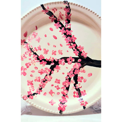 Personalised hand-painted cherry blossoms decorative plate - decorative plate art - VJ Designs