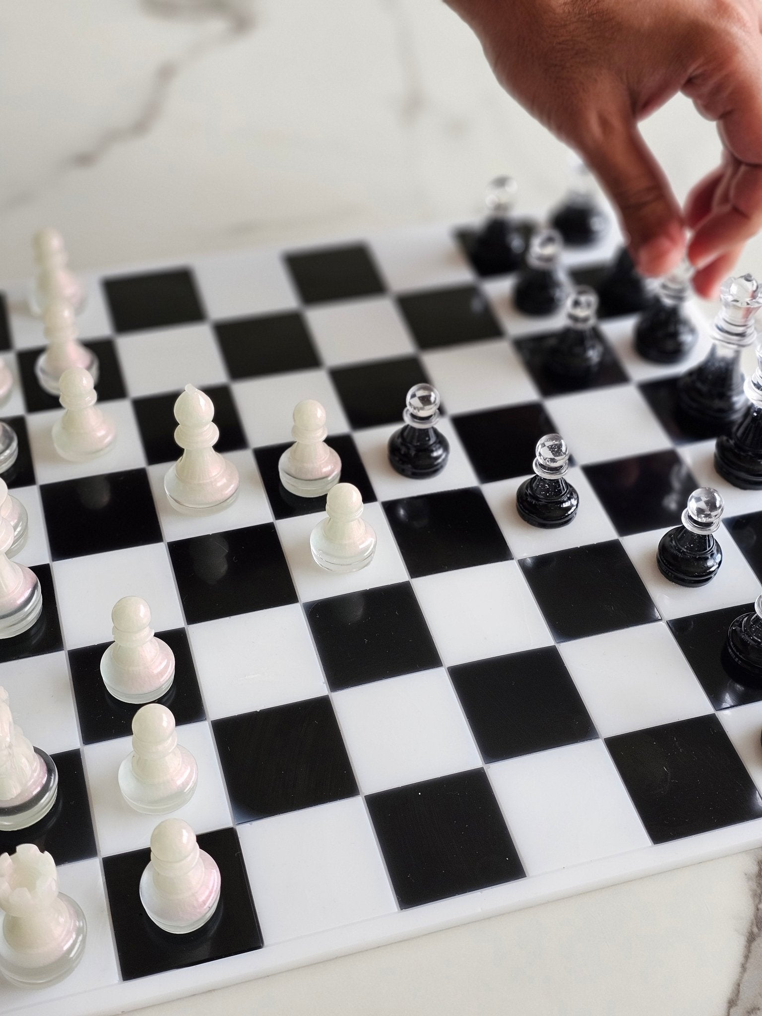 Custom Handmade Resin Chess Set – Unique Artistic Game Board - Chess set - VJ Designs