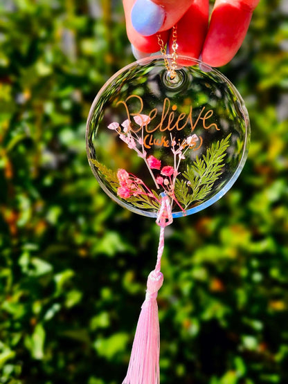 Personalised genuine dried flowers car ornaments - car pendants - VJ Designs