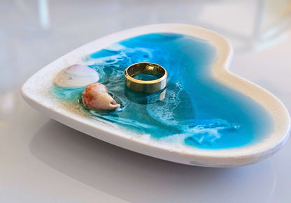 Personalised handmade Ocean-themed jewellery tray/ small plate - serving tray set - VJ Designs