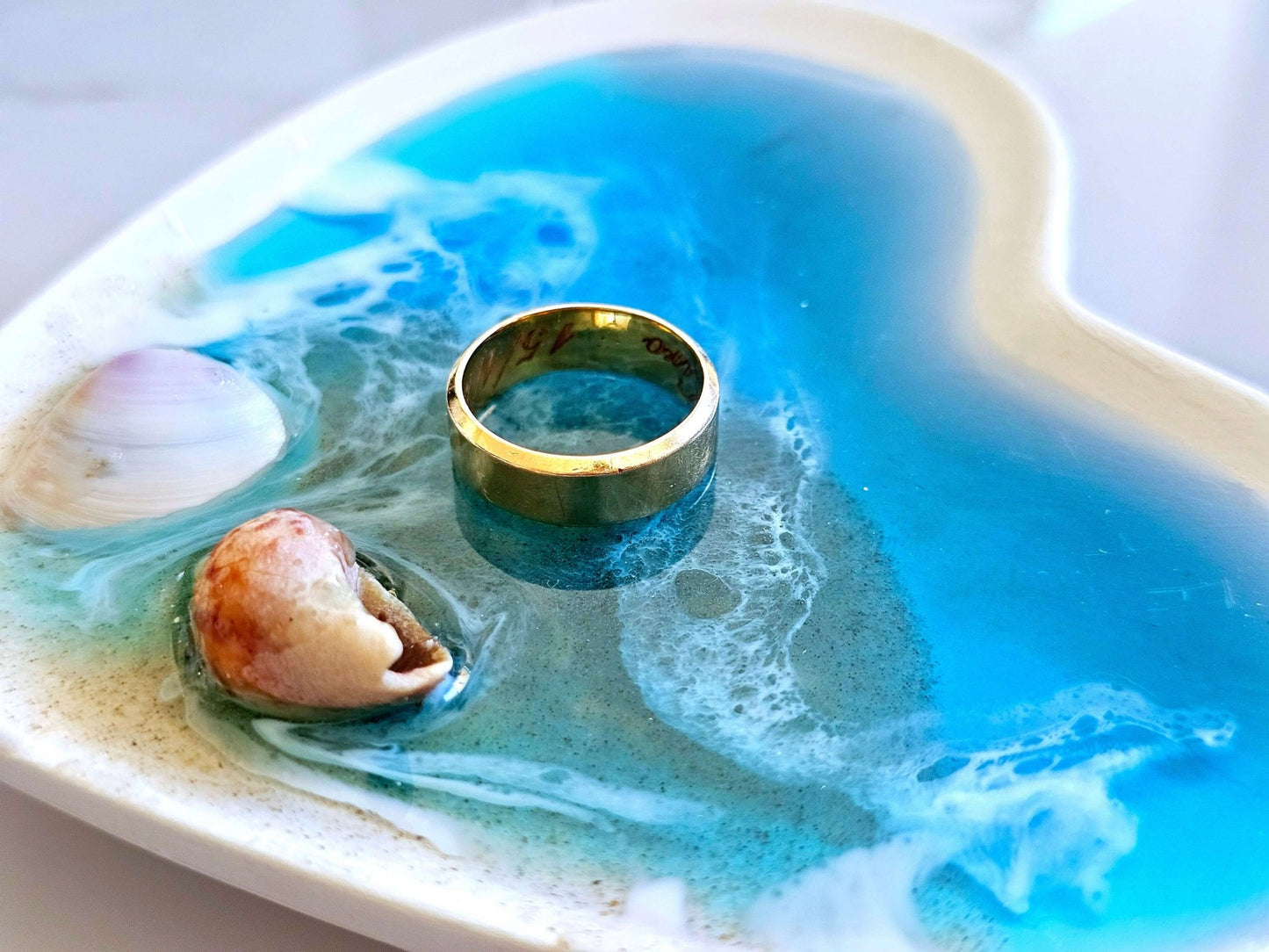Personalised handmade Ocean-themed jewellery tray/ small plate - serving tray set - VJ Designs
