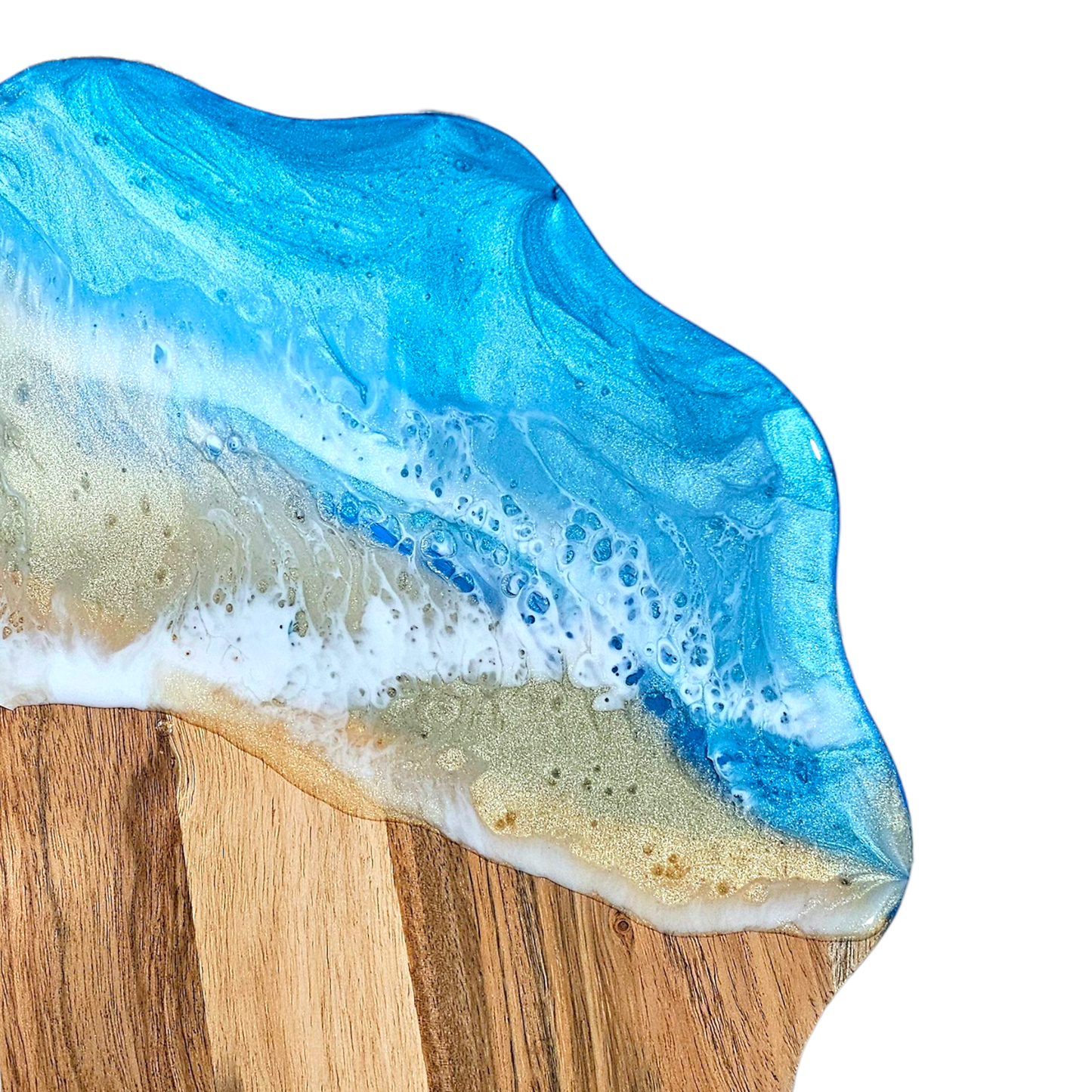 Personalised ocean-themed large round grazing board set with coasters - Grazing board - VJ Designs