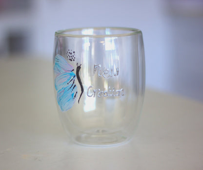 personalised hand-painted double wall glass mugs (New creation) - VJ Designs