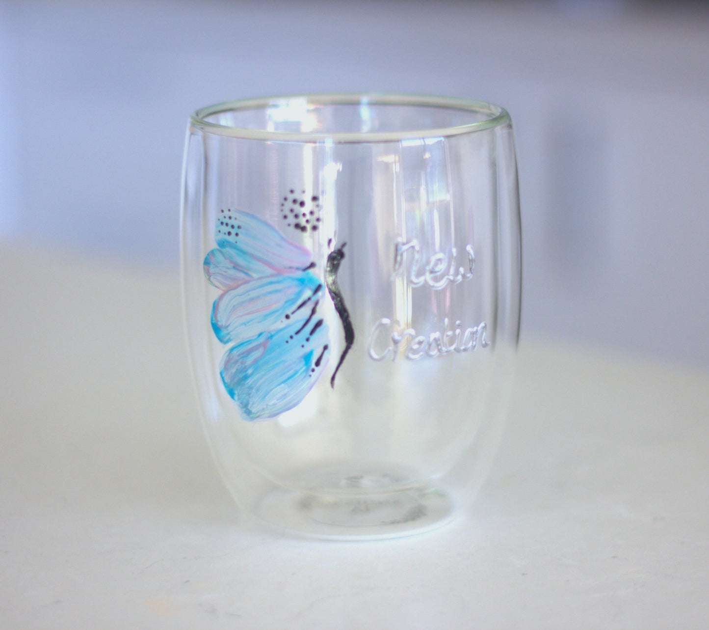 personalised hand-painted double wall glass mugs (New creation) - VJ Designs