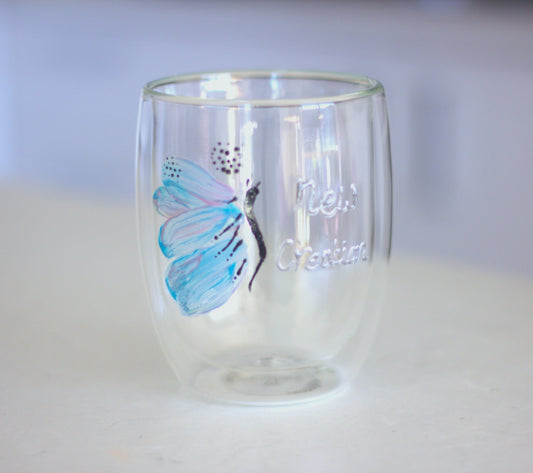 personalised hand-painted double wall glass mugs (New creation) - VJ Designs