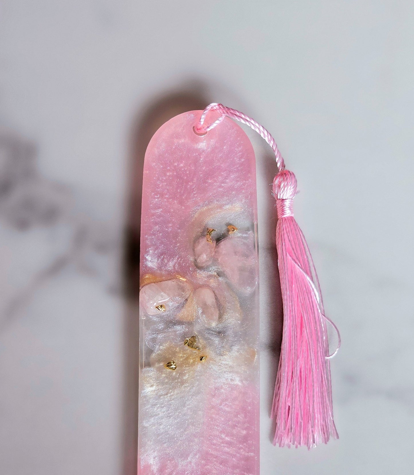 Pink and Gold Resin Bookmark with Crystals – Personalised handmade Gifts - bookmark - VJ Designs