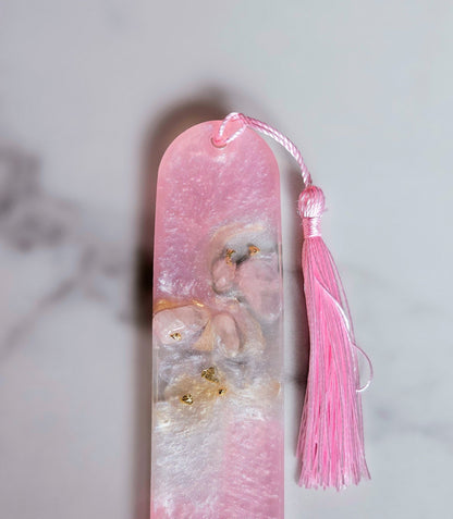 Pink and Gold Resin Bookmark with Crystals – Personalised handmade Gifts - bookmark - VJ Designs