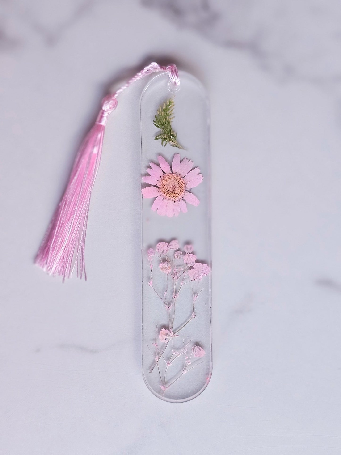 Personalised Pink daisy Bookmark with Tassel – Handmade Resin Design - bookmarks - VJ Designs