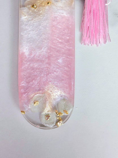 Pink and Gold Resin Bookmark with Crystals – Personalised handmade Gifts - bookmark - VJ Designs