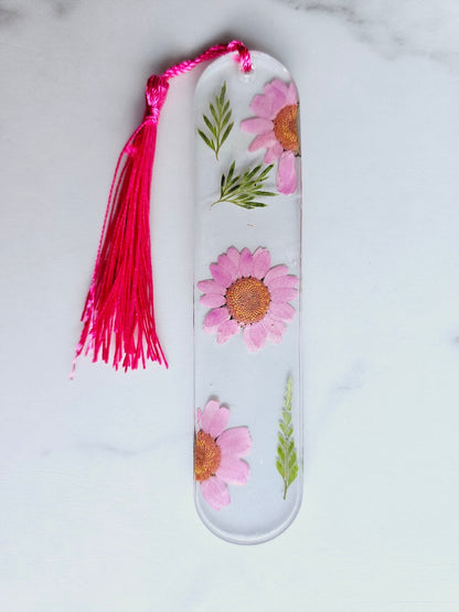 Personalised Pink daisy Bookmark with Tassel – Handmade Resin Design - bookmarks - VJ Designs