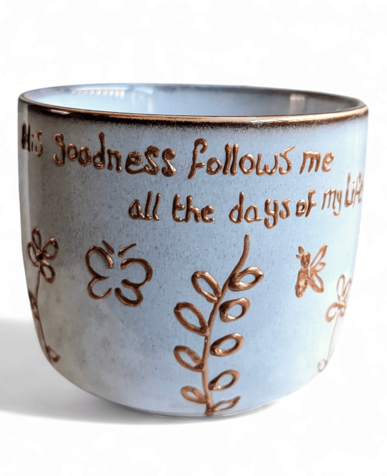 Personalised hand-painted dancing flowers mug. - VJ Designs