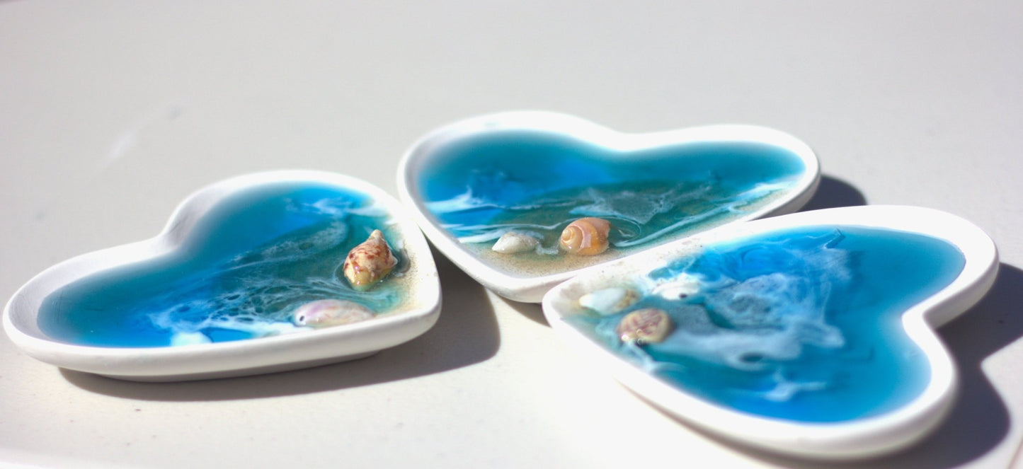 Personalised handmade Ocean-themed jewellery tray/ small plate - serving tray set - VJ Designs