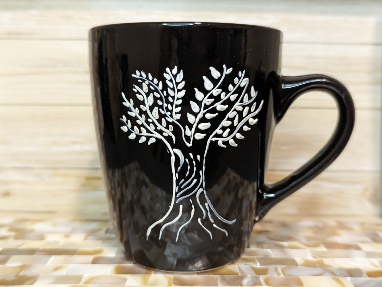 "Blessed is the man" hand-painted stoneware coffee mug - mugs - VJ Designs