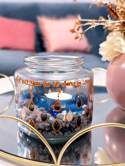 Personalised vibrant hand-painted glass jar (Dishwasher-safe) - jar - VJ Designs