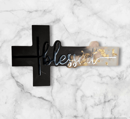 Faith/ Blessed handmade resin cross - VJ Designs