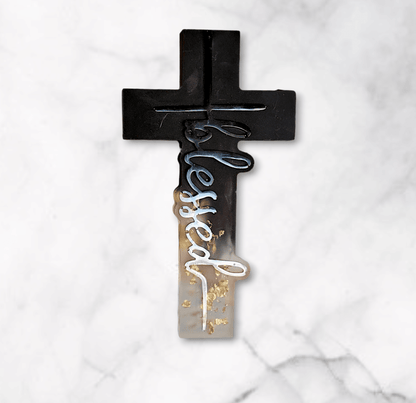 Faith/ Blessed handmade resin cross - VJ Designs