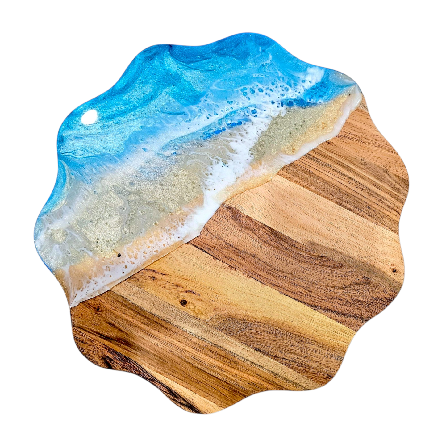 Personalised ocean-themed large round grazing board set with coasters - Grazing board - VJ Designs