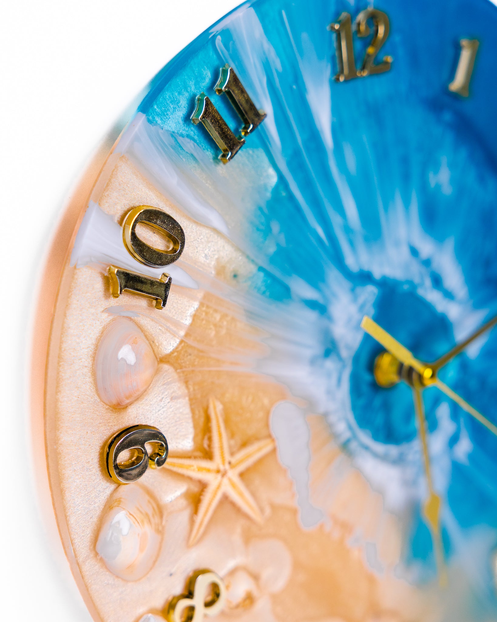 Ocean-Themed Handmade Resin Wall Clock – Unique Home Décor - Wall clocks - VJ Designs