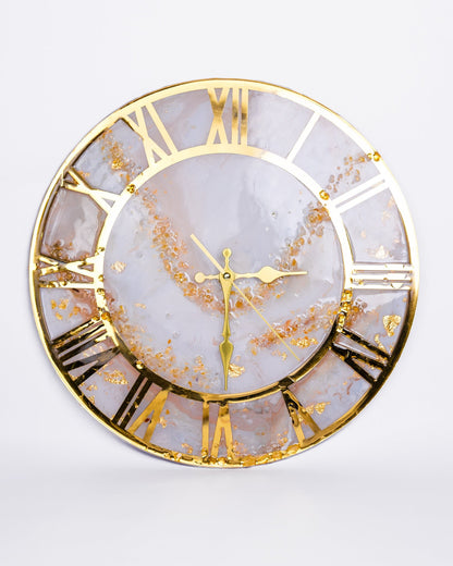 Elegant beige Marble Resin Wall Clock – Handmade Home Décor - VJ Designs