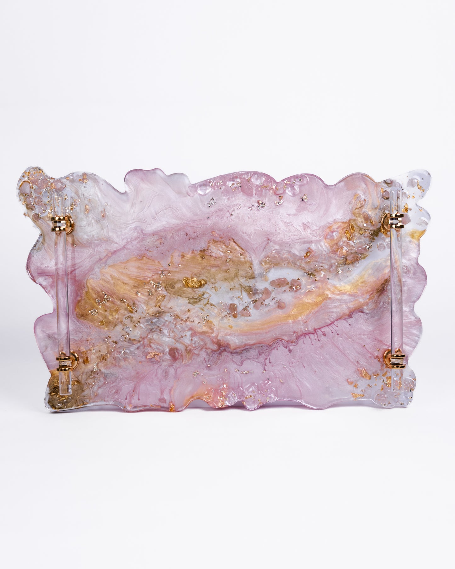 Personalised Baby Pink Resin Serving Tray & Coaster Set | Handmade Gift Australia - serving tray set - VJ Designs