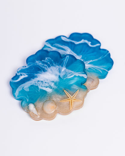 Personalised Ocean Resin Grazing Board & Coaster Set | Handmade Coastal Gift Australia - Grazing board - VJ Designs