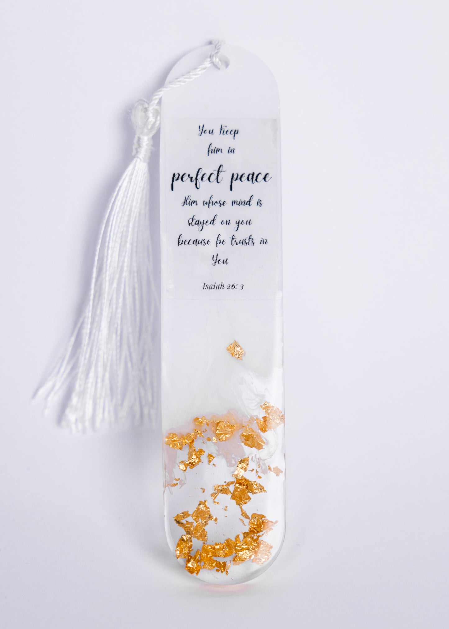 White and Gold Resin Bookmark – Elegant Handmade Gift - bookmark - VJ Designs