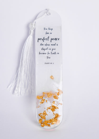 White and Gold Resin Bookmark – Elegant Handmade Gift - bookmark - VJ Designs