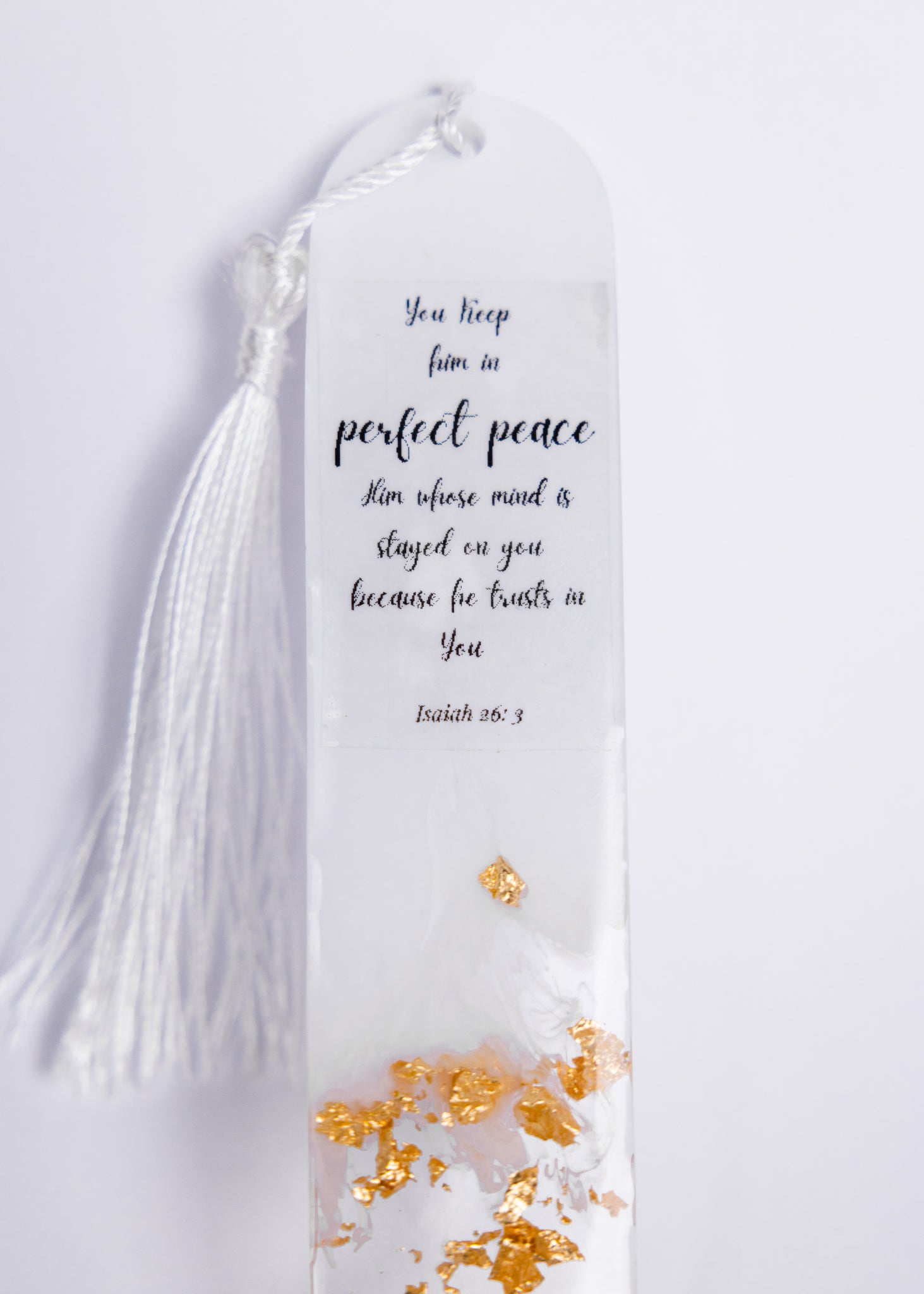 White and Gold Resin Bookmark – Elegant Handmade Gift - bookmark - VJ Designs