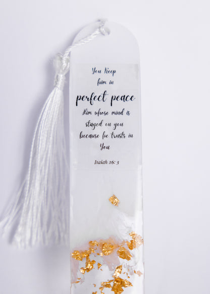 White and Gold Resin Bookmark – Elegant Handmade Gift - bookmark - VJ Designs