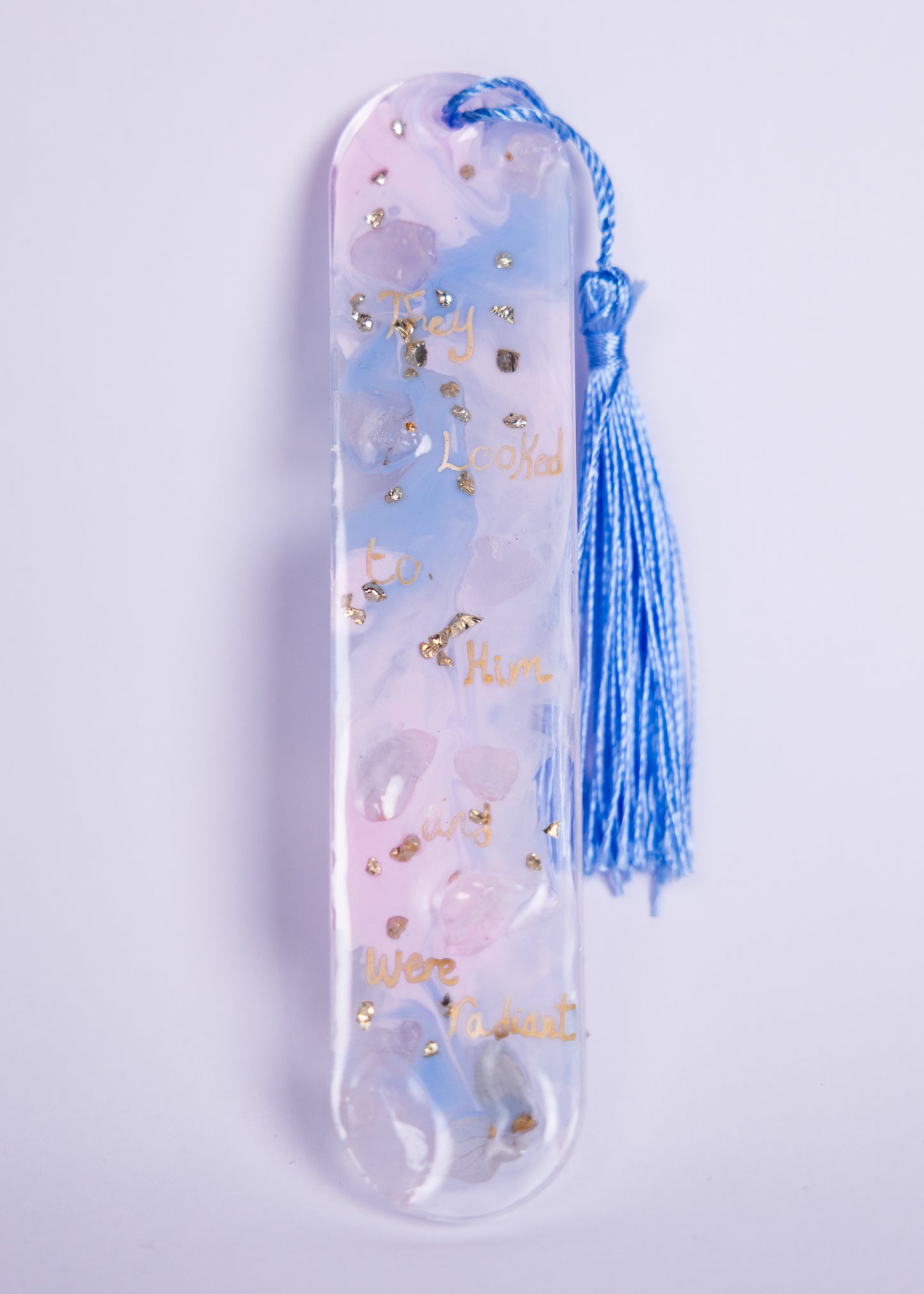 Baby Blue Resin Bookmark with Pressed Flowers – Handmade Gift - bookmarks - VJ Designs