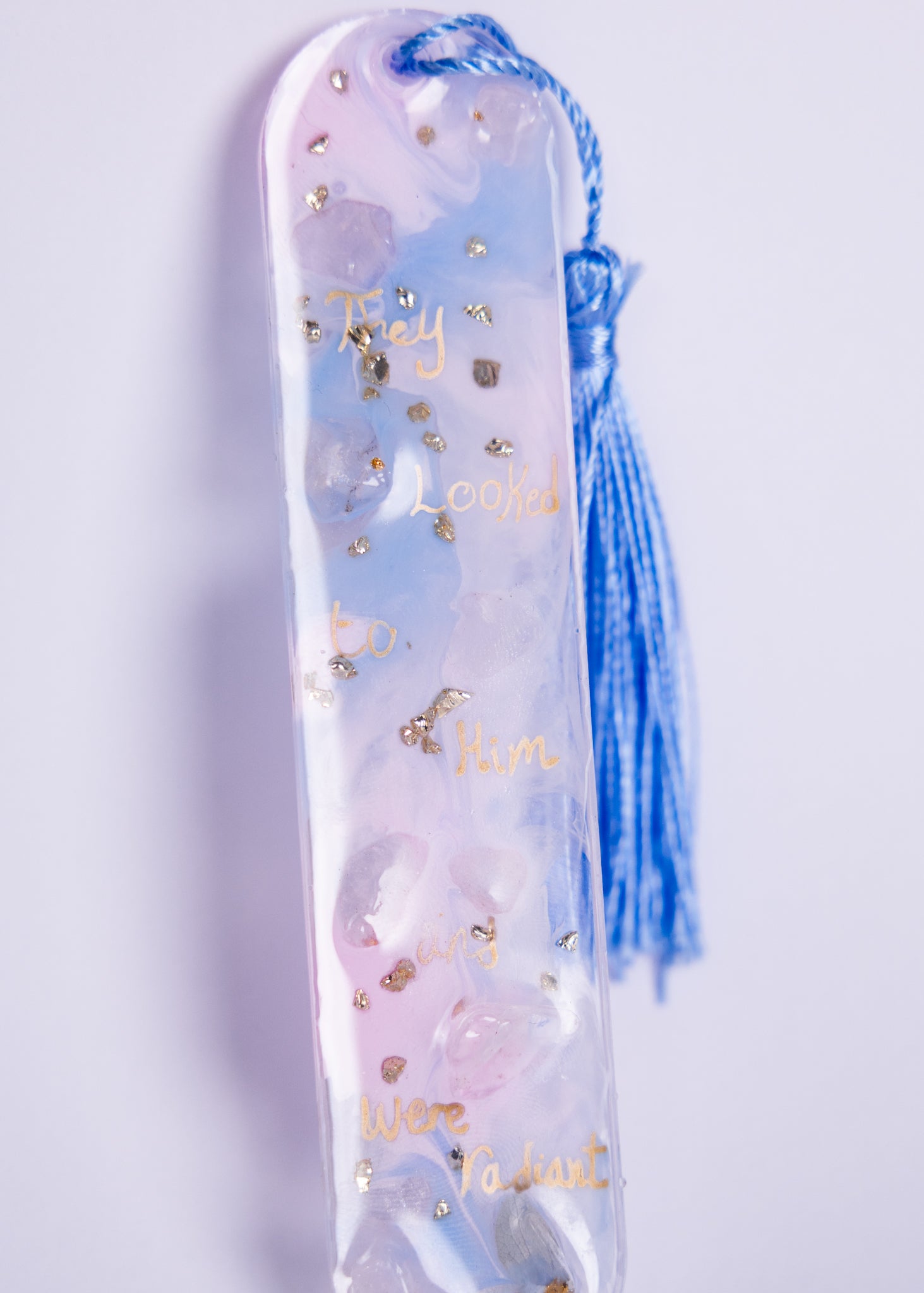 Baby Blue Resin Bookmark with Pressed Flowers – Handmade Gift - bookmarks - VJ Designs