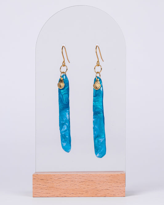 Ocean-Inspired Resin Earrings with Gold seashells – Handcrafted in Australia - Earrings - VJ Designs
