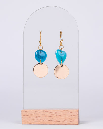 Blue & Gold Gold-Plated Ocean Drop Earrings – Handcrafted Resin Jewellery - Earrings - VJ Designs