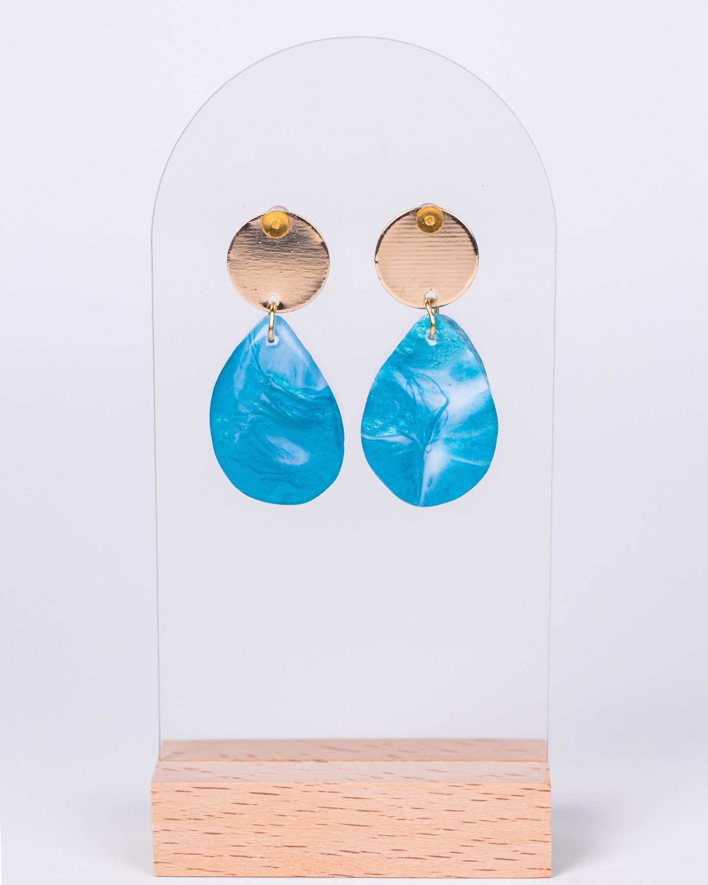 Ocean-Themed Resin Stud Earrings – Minimalist Handmade Design - Earrings - VJ Designs