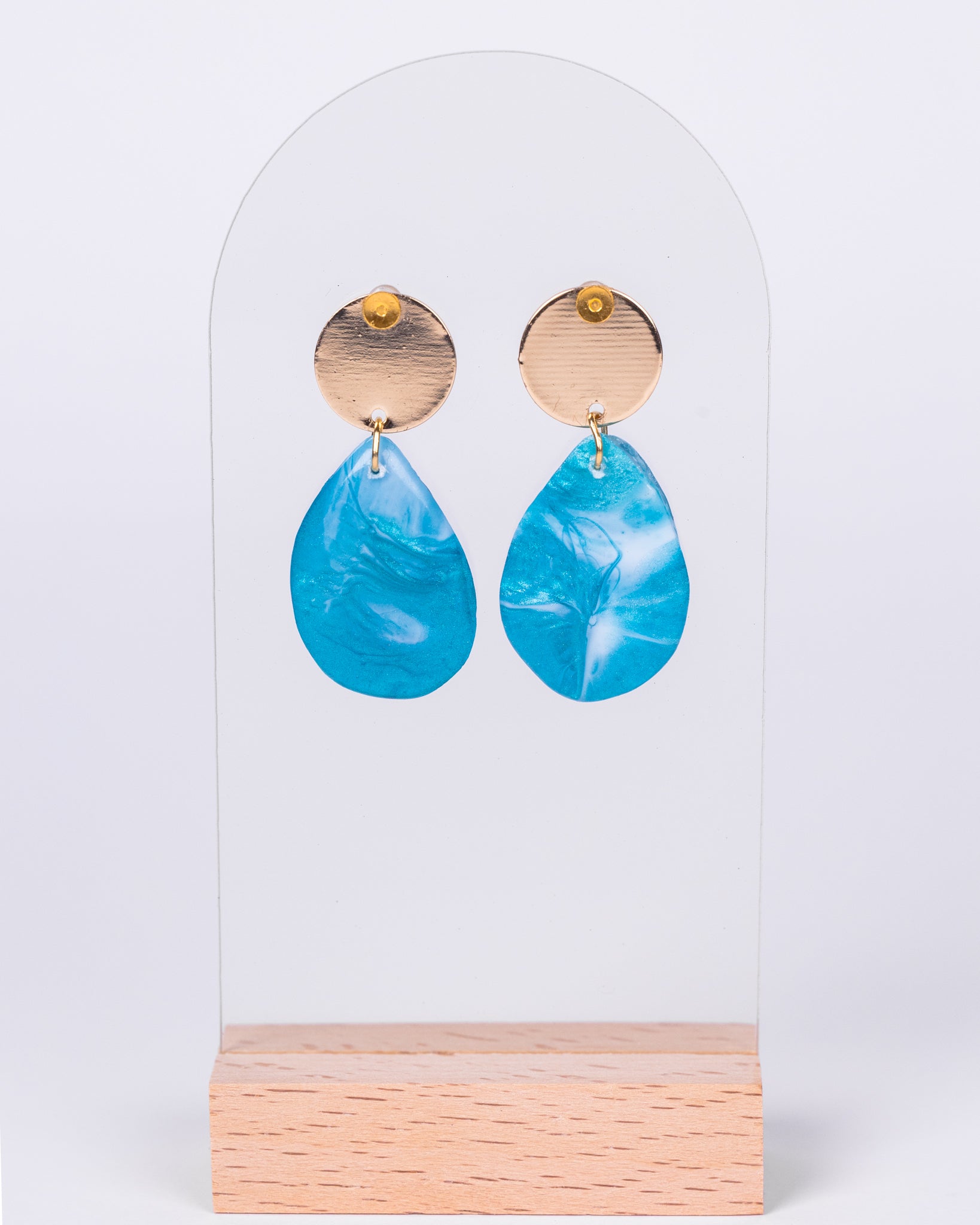 Ocean-Themed Resin Stud Earrings – Minimalist Handmade Design - Earrings - VJ Designs