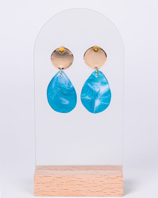 Ocean-Themed Resin Stud Earrings – Minimalist Handmade Design - Earrings - VJ Designs