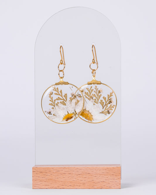 Handmade gold-plated big round daisy earrings - Earrings - VJ Designs