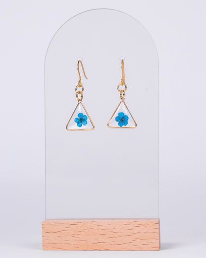 Handmade gold-plated earrings with dried blue baby flowers - Earrings - VJ Designs