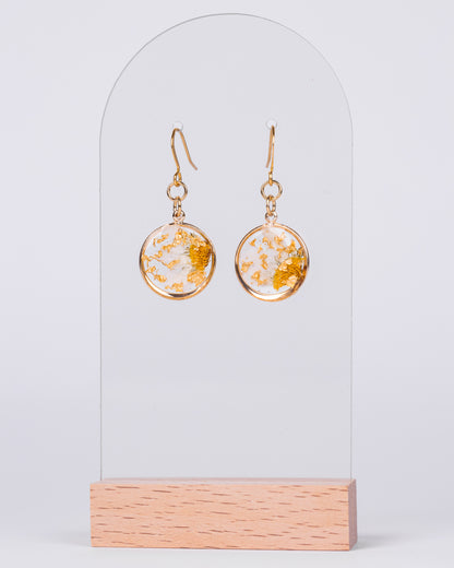 Handmade gold-plated small round daisy earrings with gold accents - Earrings - VJ Designs