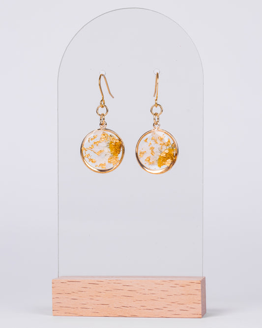 Handmade gold-plated small round daisy earrings with gold accents - Earrings - VJ Designs