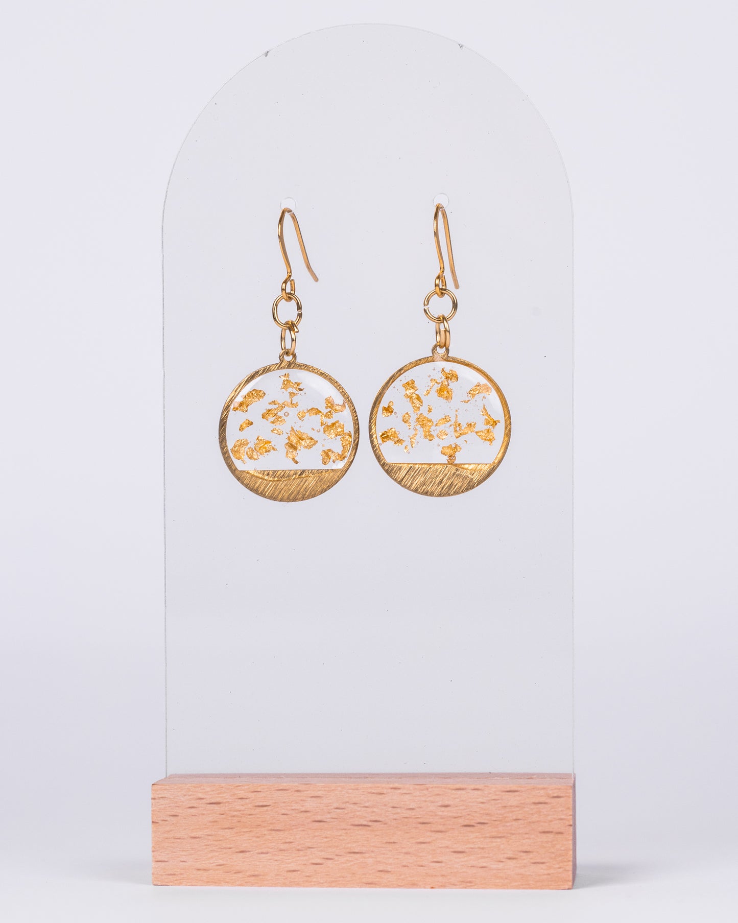 Gold Flake Resin Drop Earrings – Handmade in Australia - Earrings - VJ Designs