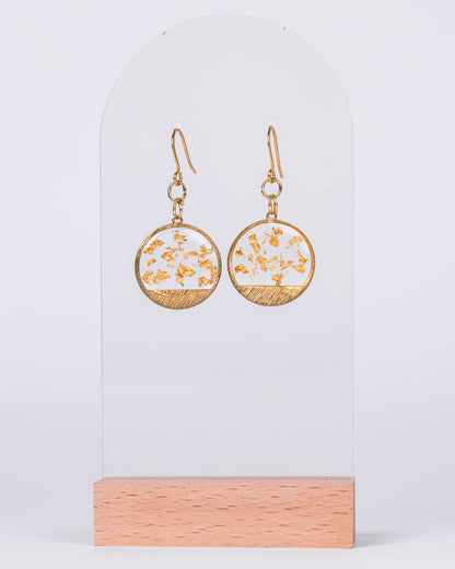 Gold Flake Resin Drop Earrings – Handmade in Australia - Earrings - VJ Designs