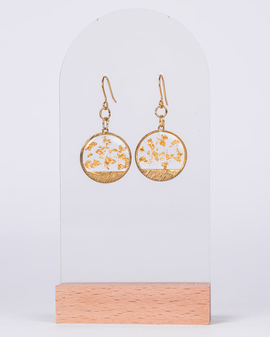 Gold Flake Resin Drop Earrings – Handmade in Australia - Earrings - VJ Designs