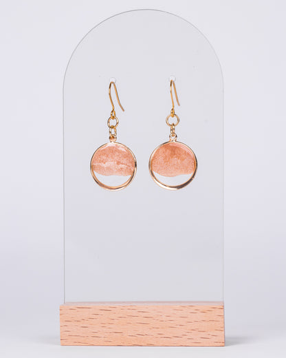 Personalised gold-plated round beige and clear earrings - Earrings - VJ Designs