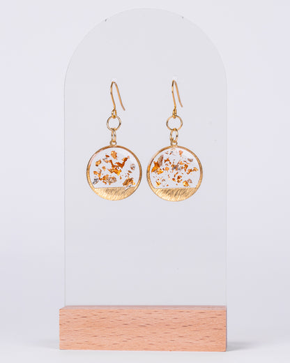 Handmade gold-plated round earrings with rose gold accents - Earrings - VJ Designs