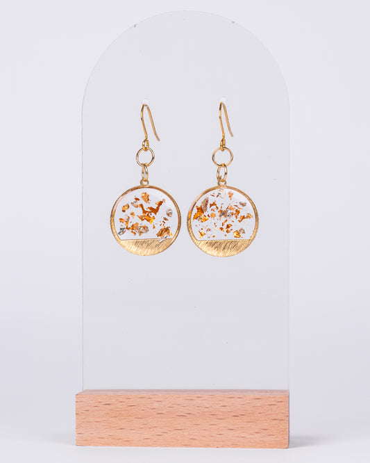 Handmade gold-plated round earrings with rose gold accents - Earrings - VJ Designs